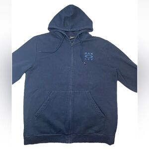 Oakley Full Zip Hoodie Men's Size XXL Blue Pockets Logo Streetwear Skater